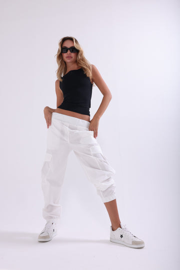 White Cargo Summer Pants - AngelCode